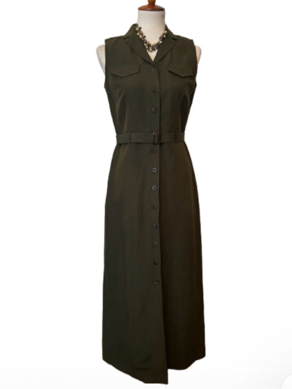 New Ann Taylor Silk/Linen Sleeveless Button Front Belted Maxi Shirt Dress Size 4